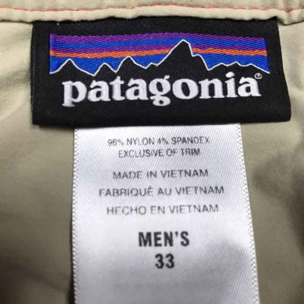 PATAGONIA Quandary Shorts Men 33W Tan Outdoor Hiking Lightweight Nylon Stretch